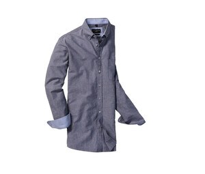 Russell Collection RU920M - Långärmad, skräddarsydd tvättad Oxford-skjorta för män