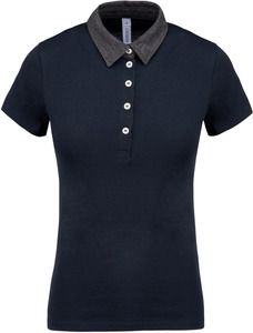 Kariban K261 - Ladies’ two-tone jersey polo shirt Navy/Dark Grey Heather