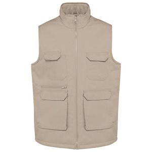 WK. Designed To Work WK607 - Unisex padded multi-pocket polycotton vest Beige