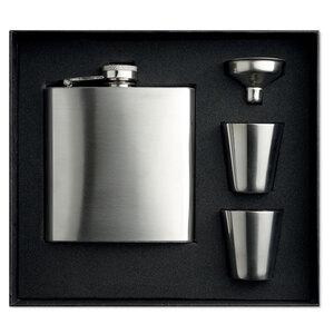 GiftRetail MO8321 - SLIMMY FLASK SET Slim hip flaska med 2 st koppar