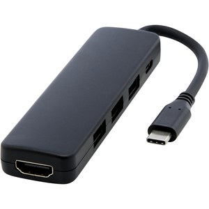 GiftRetail 124368 - Loop RCS multimedieadapter USB 2.0–3.0 av återvunnen plast med HDMI-port